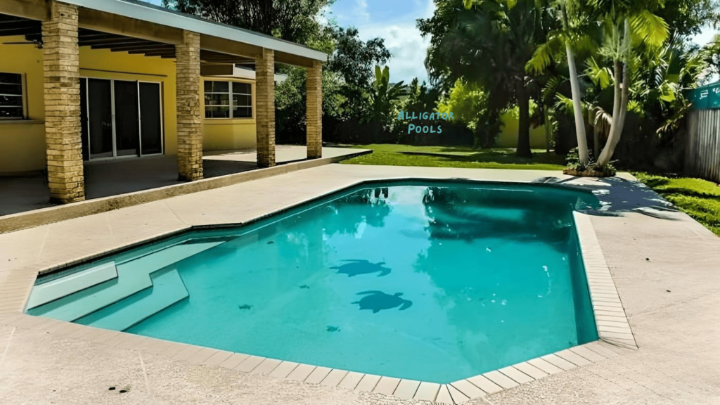 recently completed swimming pool remodeling project in palmetto bay florida by Alligator pools