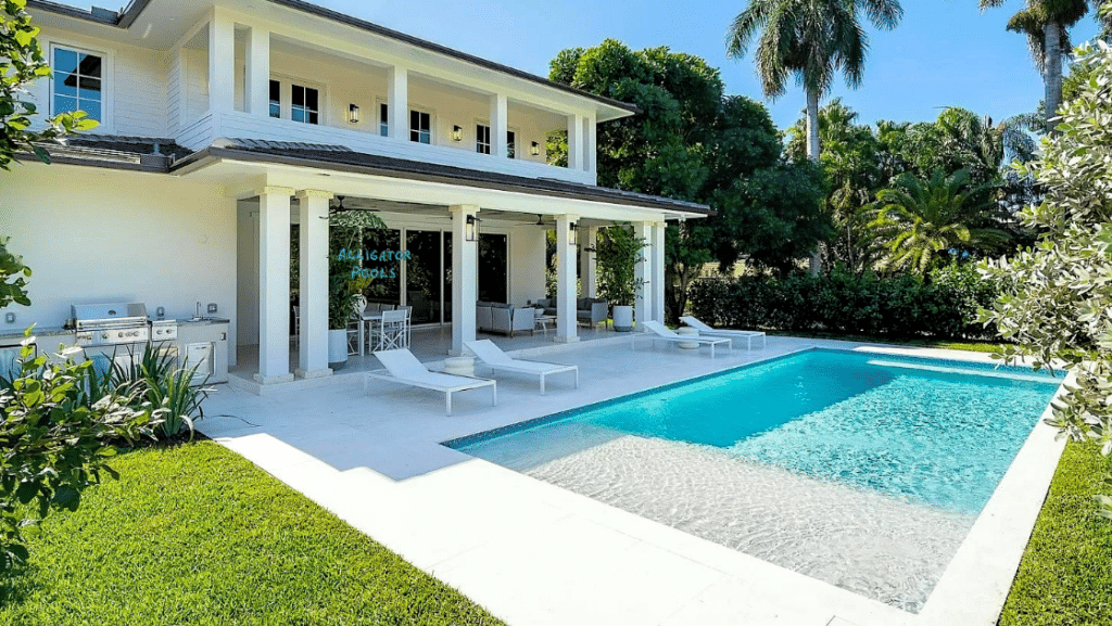 newly completed pool renovation in south miami florida by alligator pools