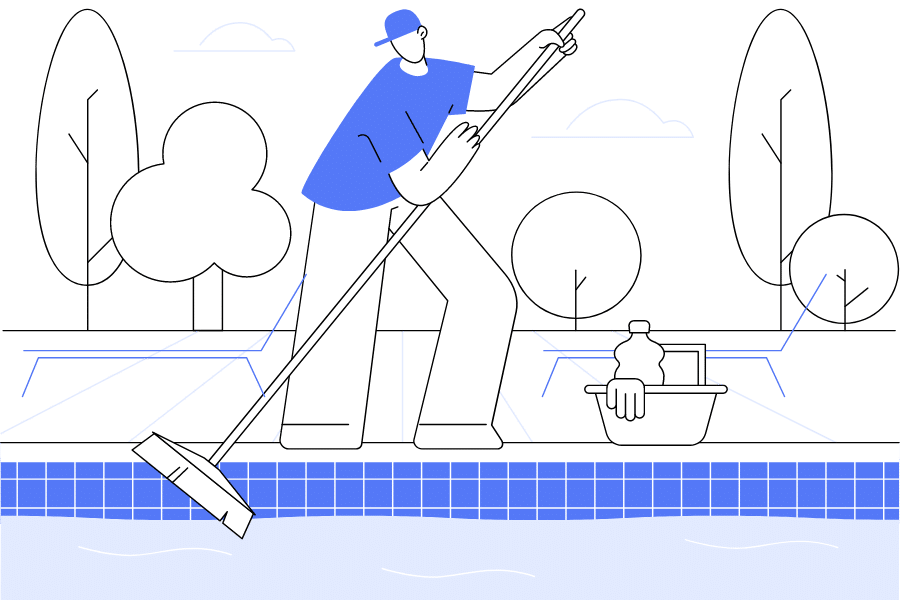 icon of guy cleaning swimming